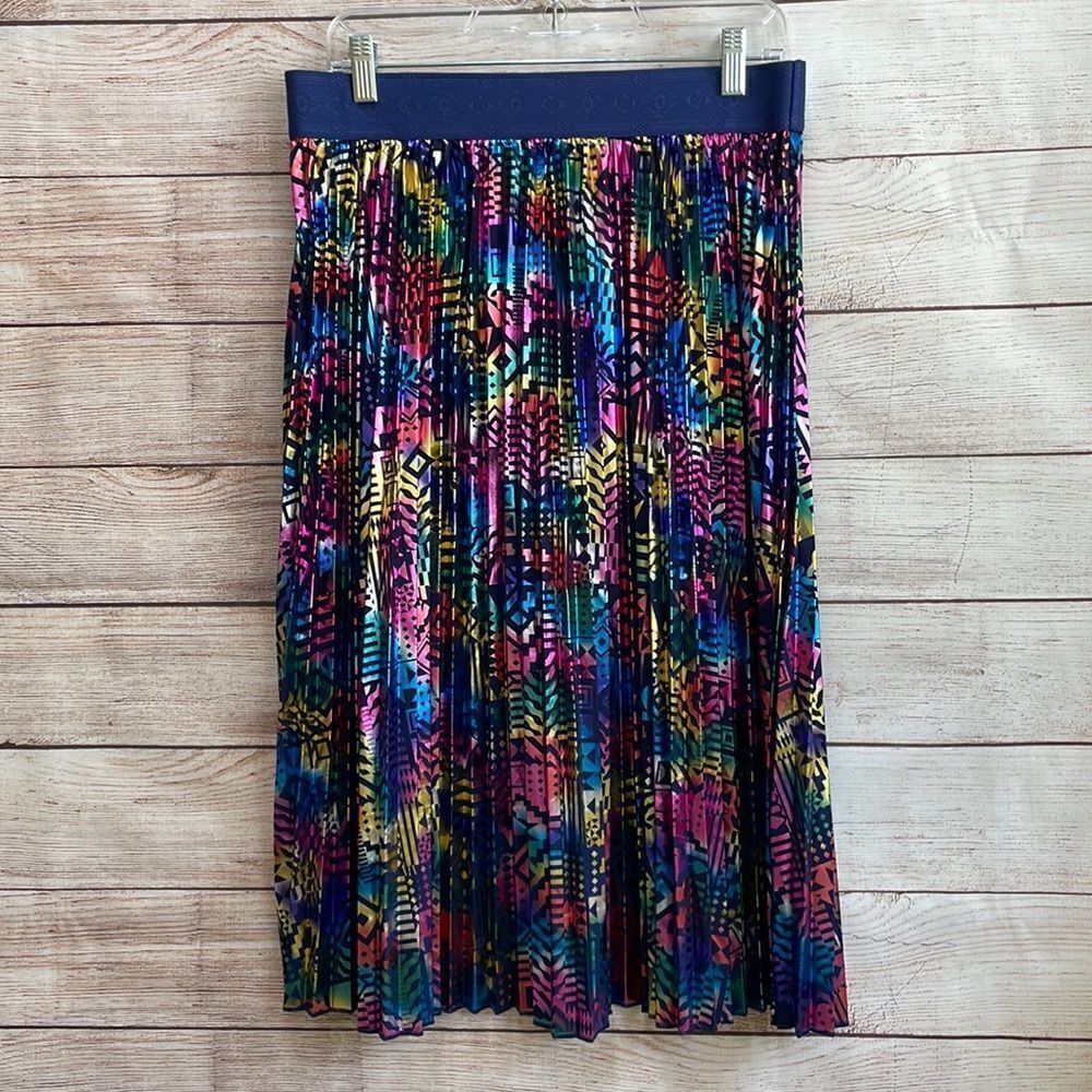 LULAROE METALLIC PLEATED MODEST MIDI SKIRT‎